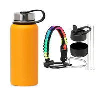 

18/32/40Oz Wide Mouth Double Wall Vacuum flask Portable Stainless Steel Insulated Thermos Water Bottle With Paracord Handle