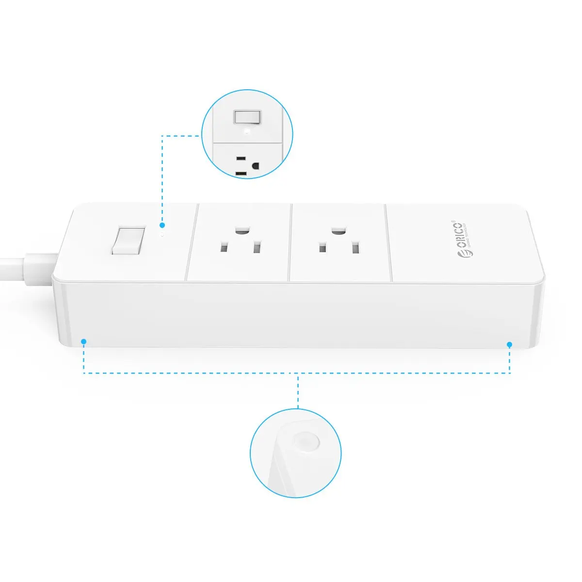 multisocket with 4 Smart USB Ports power strip with 2 Outlet Surge Protection