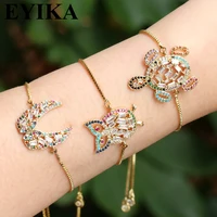 

EYIKA Gold plated Rainbow Sea turtle bracelet for Woman rainbow minerva cz Stone bracelet Rainbow Jewelry