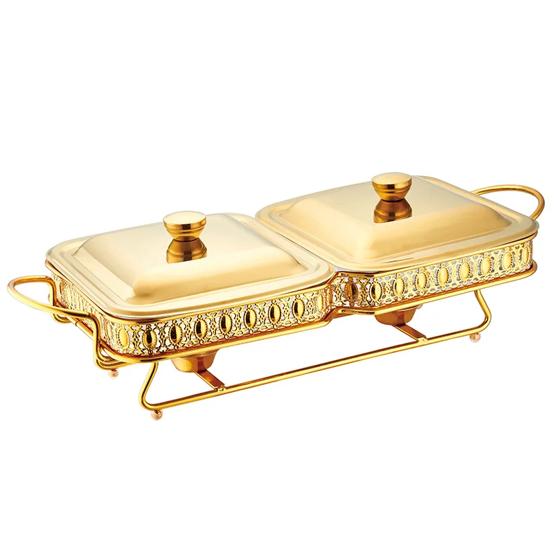 

Luxury silvery/gold food warm serving dish 3.6l chafing dish for party wedding hotel