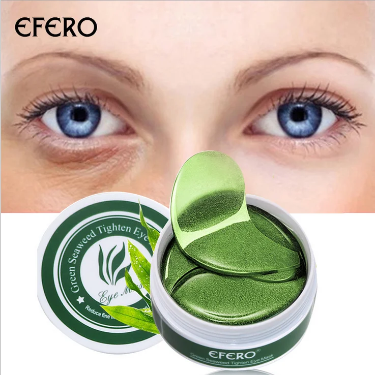 

EFERO Gold Collagen Eye Mask Anti Age Dark Circle Hydrating Eye Pad Anti-Wrinkles Nourishing Seaweed Green Eye Patches, Customized color