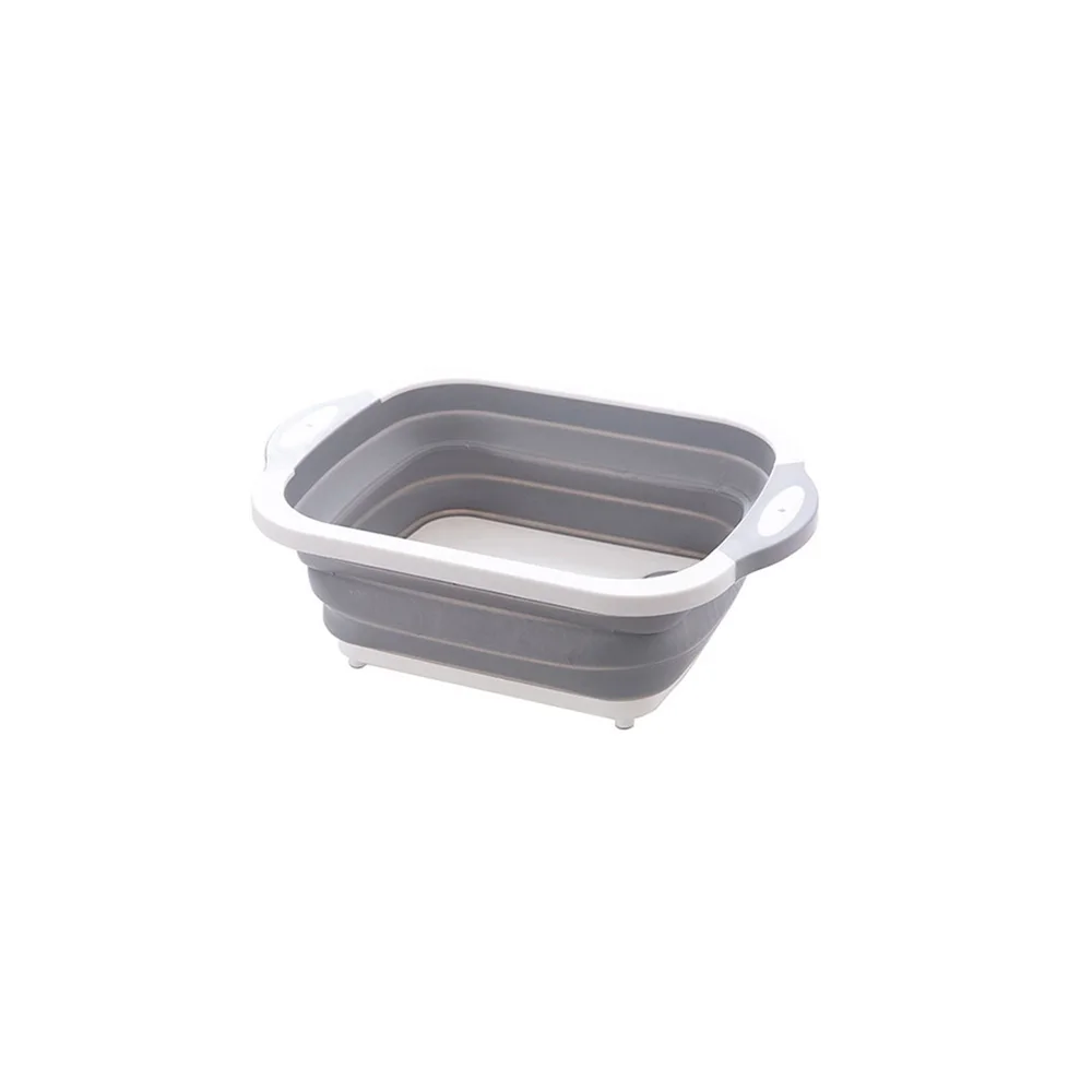 

Multifunction Cutting Board Foldable Drain Basket Collapsible Vegetable Basin Portable Kitchen Organizer, As shown