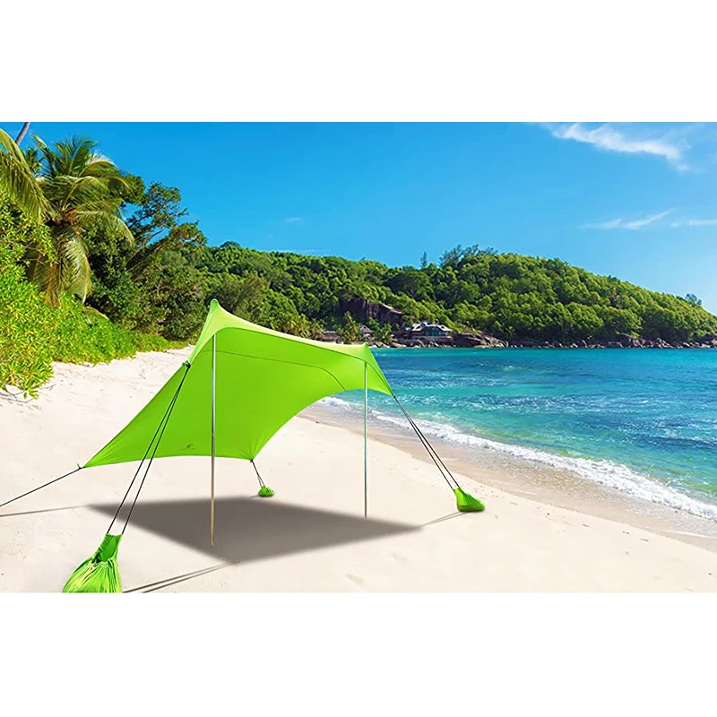 

Beach Canopy Awning SunShade Beach Tent With Sandbag Quality nylon Fabric Aluminum Poles Perfect beach tent Sun Shelter