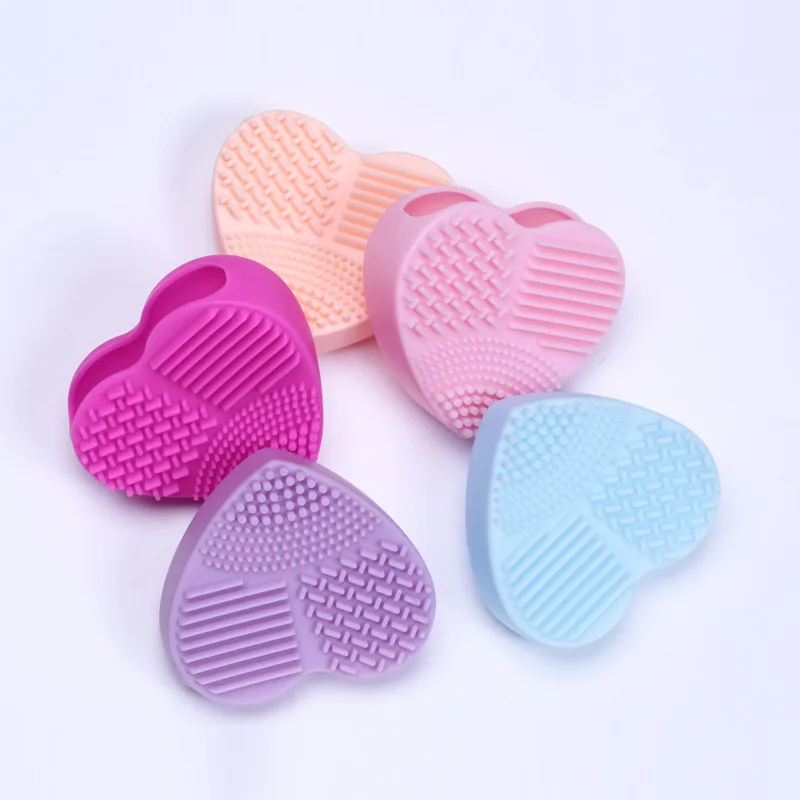 

HOT Macarons Heart Shape Clean Brushes Wash Brush Silica Glove Scrubber Board Cosmetic Cleaning Tools Face Cleaning Messager, As picturres