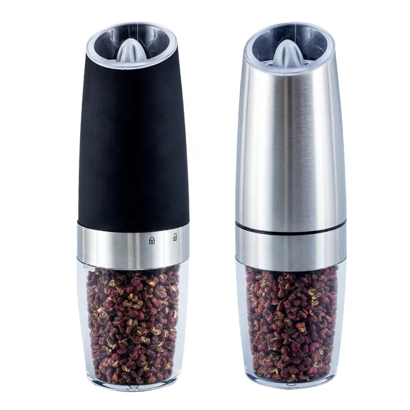 

Battery operated Stainless Steel Electric automatatic grinder Salt Pepper Mill with Adjustable Coarseness, Black/silver