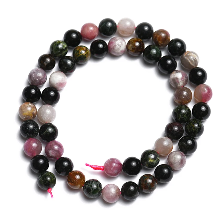 

Wholesale Large Density Gem Natural Tourmaline Stone Beads For Jewelry Making DIY Bracelet 8 mm Strand 15''