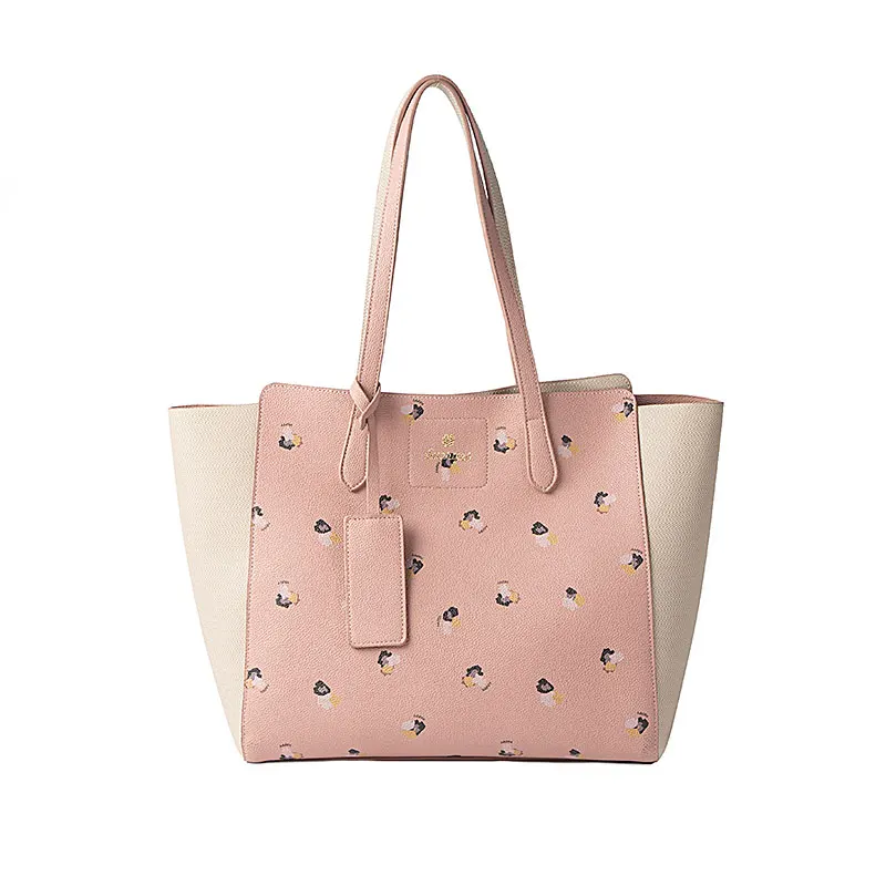 

Printed Lychee Pattern PU Cute Female Pink Tote Single Shoulder Handbag
