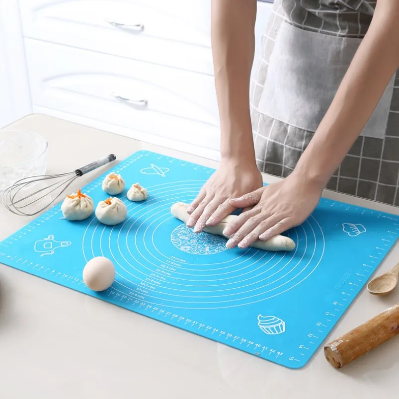 

Promo Large 40x50cm custom food grade scale rolling dough kneading pad silicone baking mat, Blue, pink