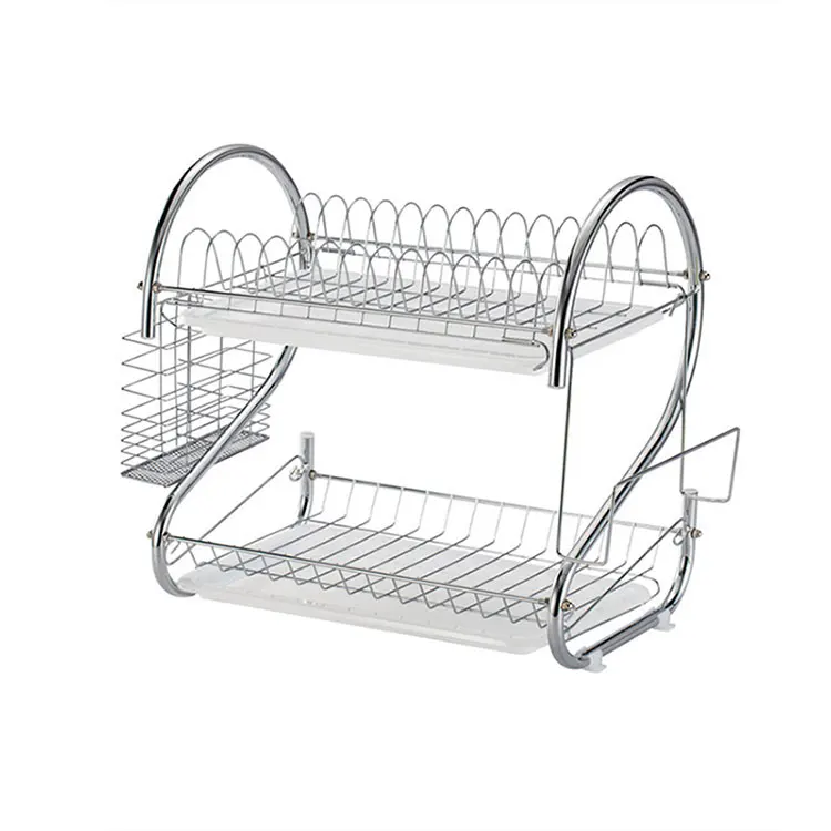 

High Quality Silver Standing Non-folding Adjustable Layers Stainless Steel Kitchen Sink Storage Rack For Kitchen Storage Racks