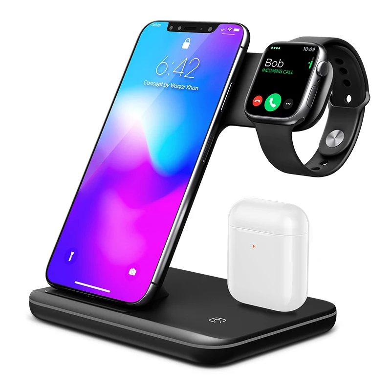 

amazon top seller 2021 3 in 1 wireless charger stand fast charging station for iphone 12 11 X 8 PLUS iwatch 6 5 4 3 2 airpods