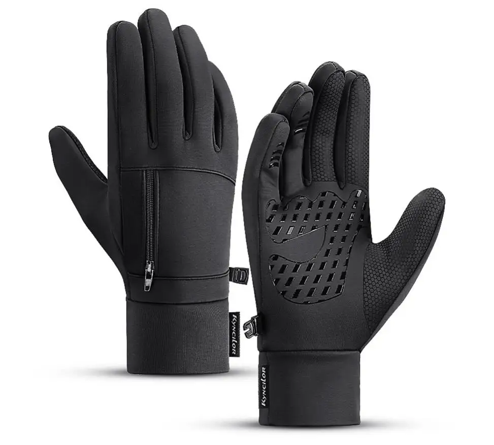 

Factory autumn and winter men's warm outdoor cycling gloves touch screen windproof women's water splashing sports gloves, Black gray and customized