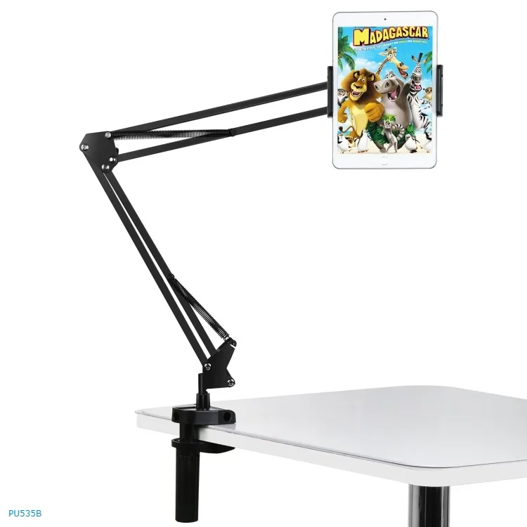 

Puluz folding Live Broadcast Desktop Arm Stand Clamp Holder with Tablet PC Clamp 360-degree adjustable, Black