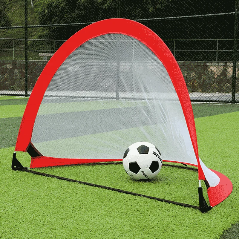 

Wholesale Foldable Pop up Net Portable Kids Play mini soccer goal with carry bag for kids Football Soccer Ball Training, Red and black