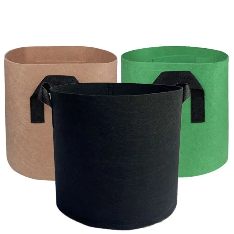 

1-400 Gallons Smart Potato Felt Growing Bag Plant Fabric Pot with Handle Household Fabric Felt Growth Bag, Black