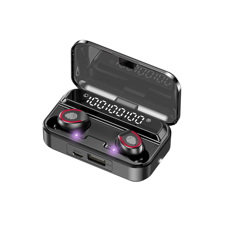 

F9-3 Earbuds Purple Light Sterilization Ear_buds Wireless Earphones Audifonos-Blue Tooth