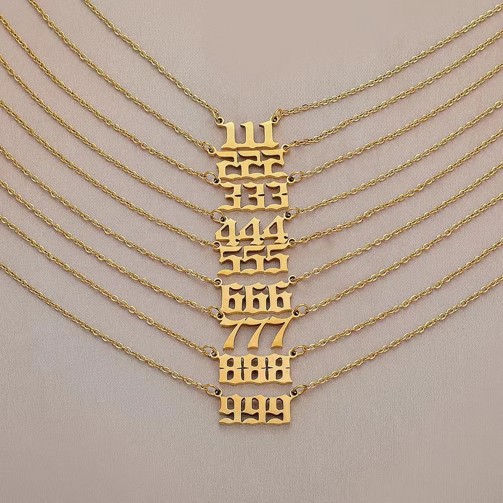 

Gaby new 111-999 pvd gold plated pendant angel number necklace stainless steel necklace supply wholesale body jewelry