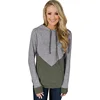 New Fashion Color Block Hoodie Sweatershirt with Drawstring Top