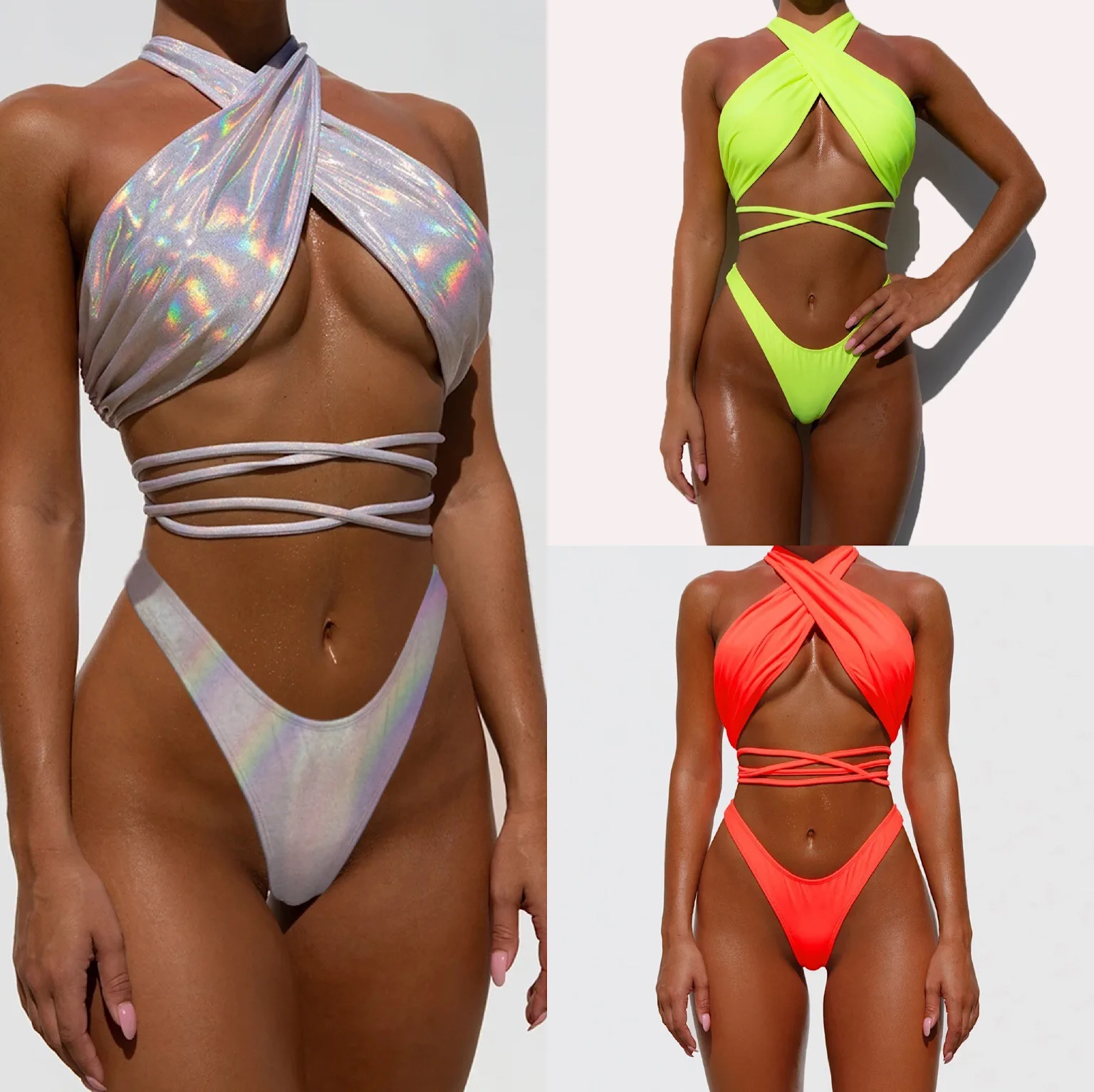 

2022 New Teen Ready To Ship Swimsuits Maillot Bain Model Bikini Tipis Solid Colored Cute Teenager Bikini