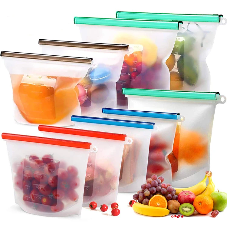 

amazon fresh Reusable Airtight Seal 1000ml preservation Silicone Food Storage bag, Red / green /blue/yellow / any color is available