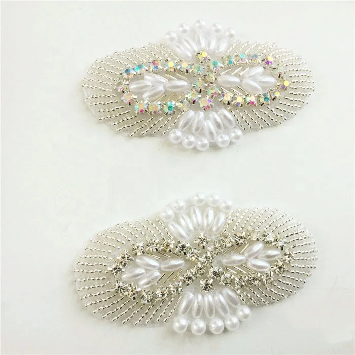 

Hot sale sparkly clear beaded bodice applique rhinestone for decoration