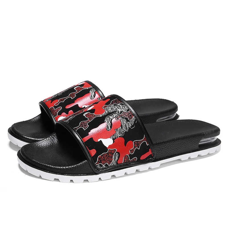 

Air Pvc Blowing Cushion Sandals Insole Prints House Slippers Outsole Rubber Summer Winter PU Slides Digital Printed on Kids Men