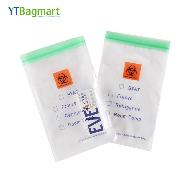 
3 Layer Pe Medical Zipper Seal Biodegradable Biohazard Specimen Bag With Document Pouch 