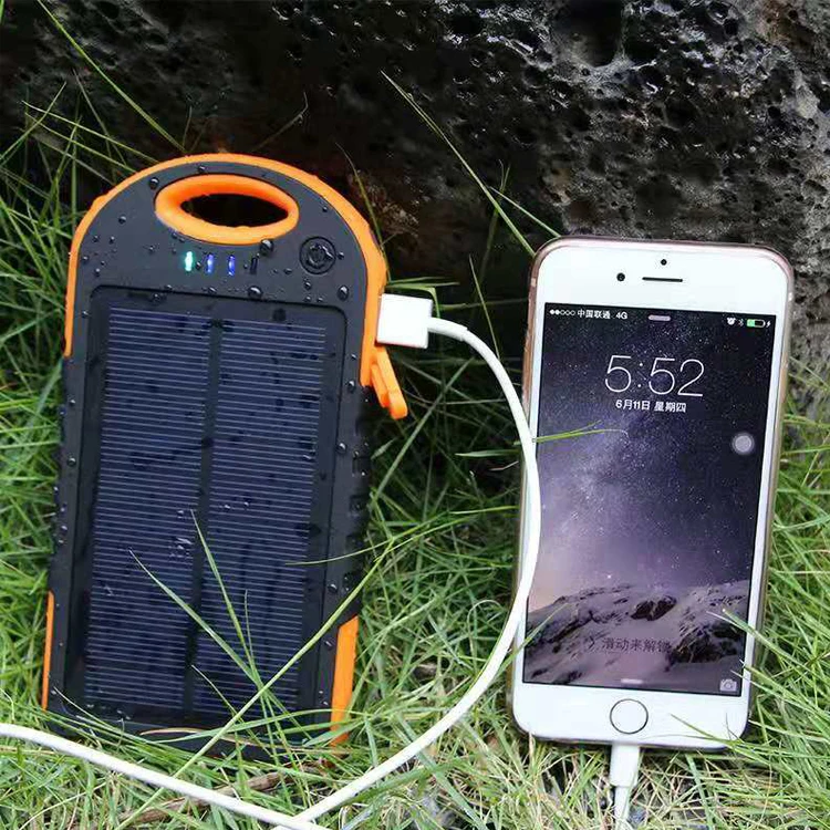 太阳能移动电源真正 8000mah 便携式太阳能手机充电器带双端口 led灯