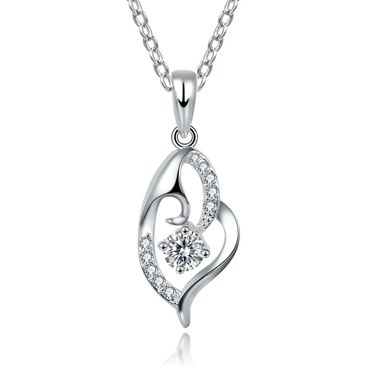 

POLIVA Charms Necklace Pendants Pendant Cubic Zircon 925 Silver Heart Shape Pendanr S925 & Accept Cutomer's Logo Rhodium Plated