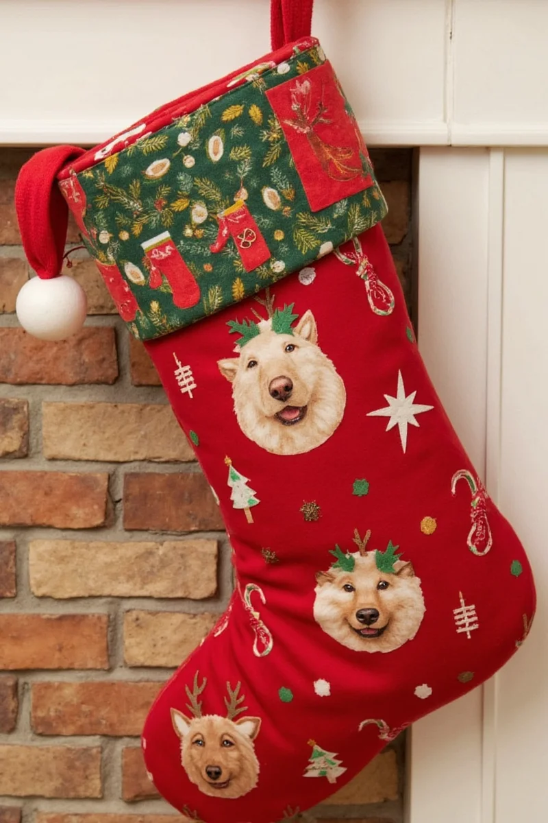 DIY felt Christmas stocking kit for dogs with templates and instructions