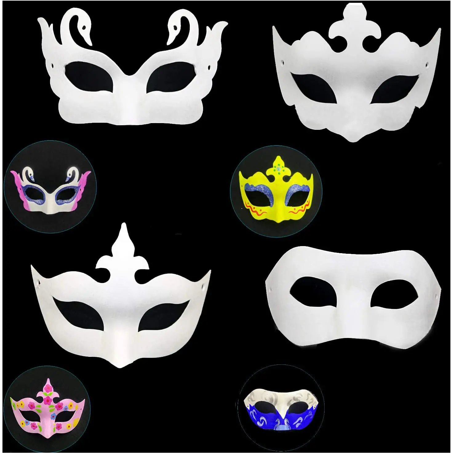 Paintable Blank 3d Paper Face White Masks For Masquerade Mardi Gras ...