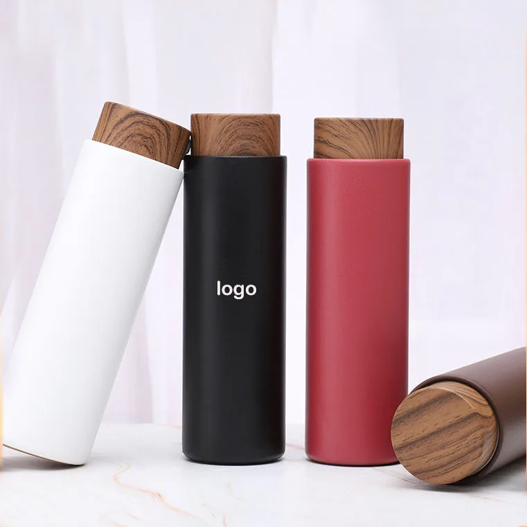

Custom Logo Termo 500ml Wood Grain Lid Cup 304 Stainless Steel Double Wall Insulated Thermos Flask Vacuum Termo Cup Water Bottle