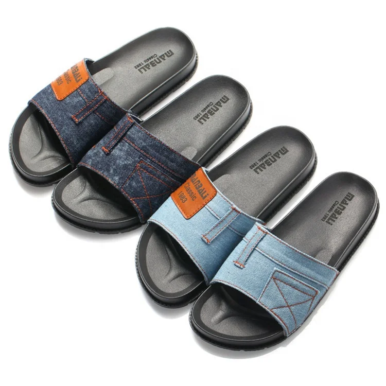

Personalized Fashion Trend Slippers Denim Cotton Upper Men Casual Comfortable Slides Sandals Designer Bedroom Slippers, Custom