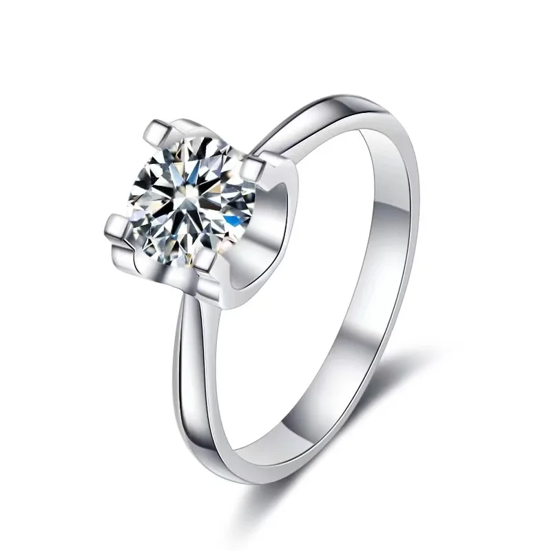 

Beautiful style petal setting 6.5mm DEF color forever 0.5ct moissanite diamond solitaire ring in S925 silver, Silver color