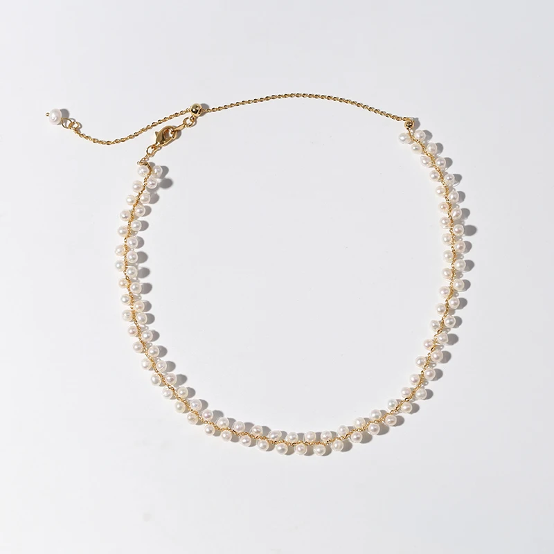 

Fun Daisy High Quality adjustable Handcraft Braided Natural Pearl necklaces chocker