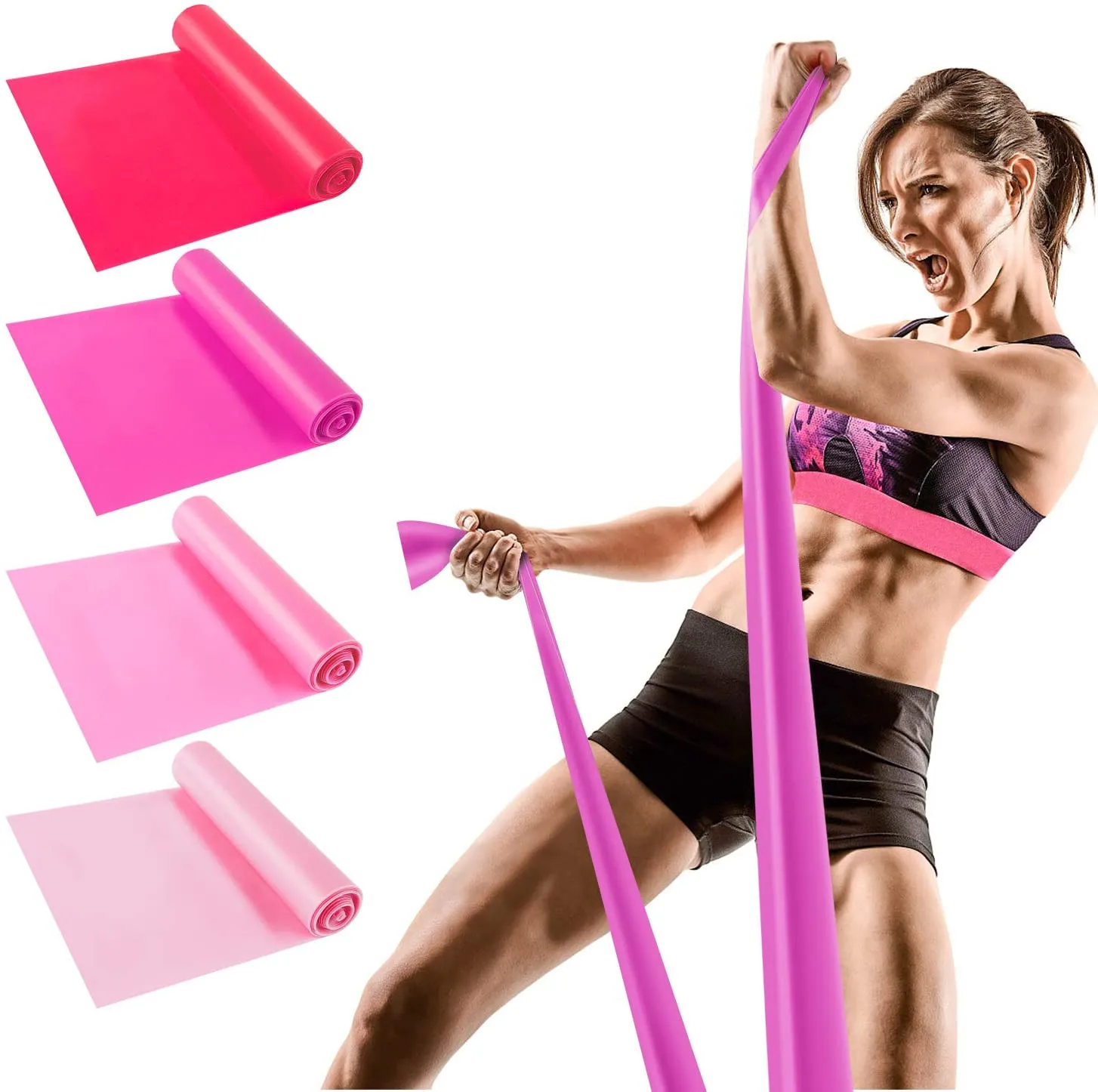 

Gym Equipment Fitness Natural Latex Therabands system Yoga Elastic Stretch short Resistance Exercise Bands with ankle straps