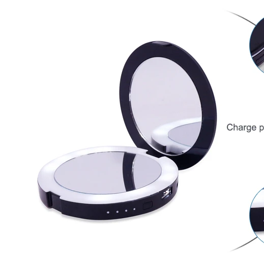

2600mAh Power Bank Phone Charger Portable Vanity Mirror Compact Beauty Tool Led Lighted Makeup Mirror