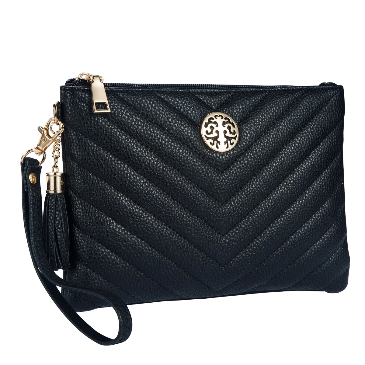

Women Wristlet Clutch Purse Wallet Handbags with Tasse PU Zipper Around Classic