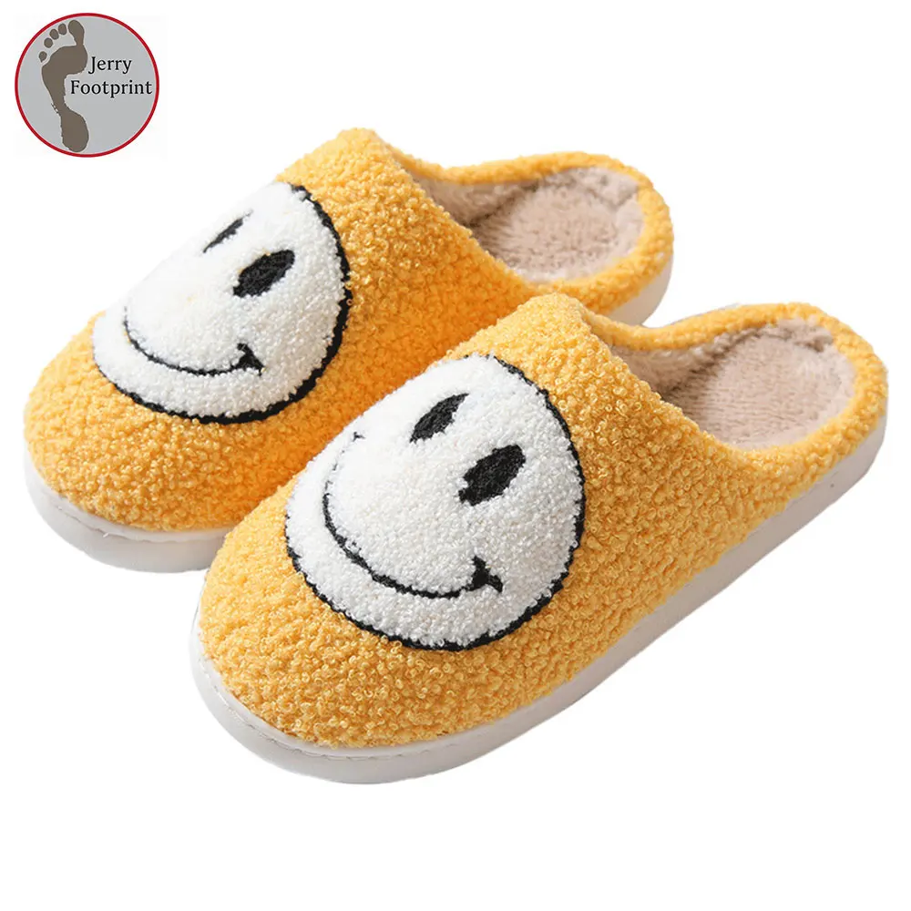 

smile face Wholesale ladies winter indoor outdoor slipper happy warm women's home house cute bedroom smiley slippers, As picture