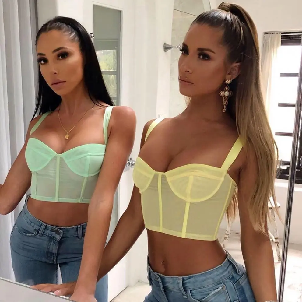 

Fashion wholesale dropshipping tops for girls sexy neon bralette women's club tank tops bra, Photo shows