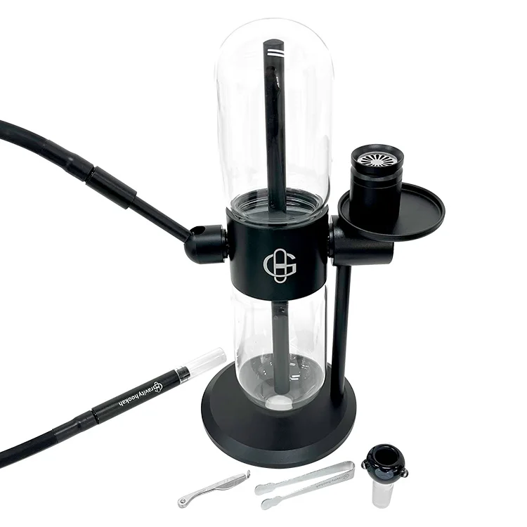 

2022 Custom Logo Big Glass Gravity Hookah For 360 Degrees Ratating Portable Shisha