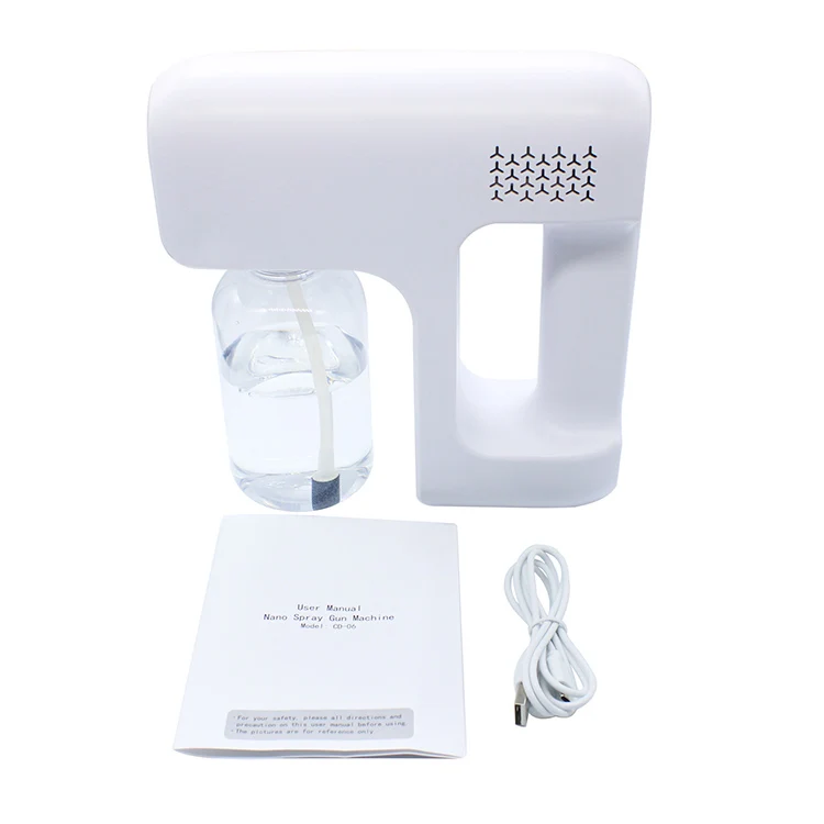 

Spray gun atomizer is suitable for home outdoor USB charging handheld nano fogging-machine, White black