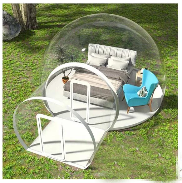 

3m Inflatable Bubble House Waterproof Luxurious Transparent Outdoor Dome Single Tunnel Bubble Tent with Blower for Camping, White /clear or customized