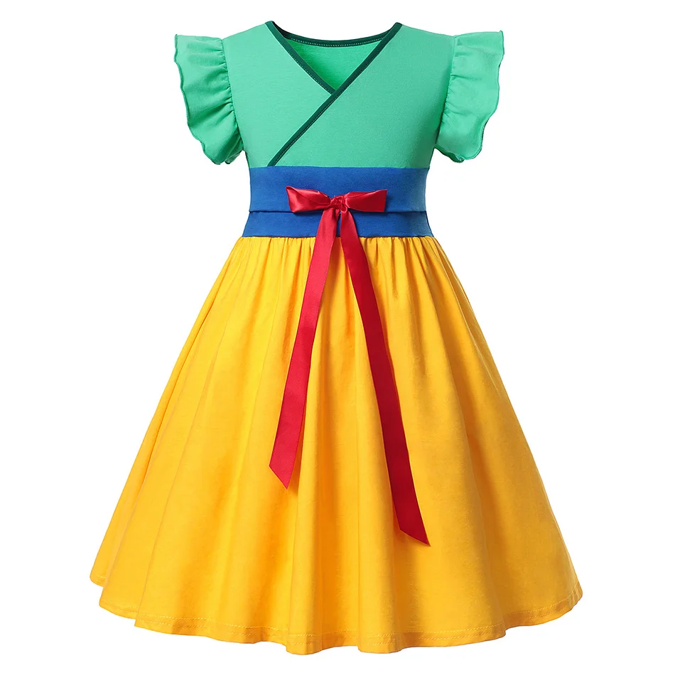 

Baby Girl Princess Mulan Dress Cosplay Costume Cotton Ancient Chinese Clothing Kids Halloween Party Fancy Dress Princess Gowns