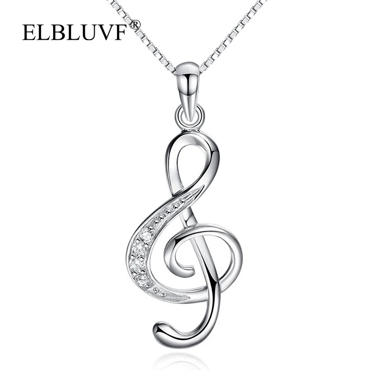 

ELBLUVF New Arrive S925 Silver Plated Musical Note Shape Pendant Jewelry, Steel color