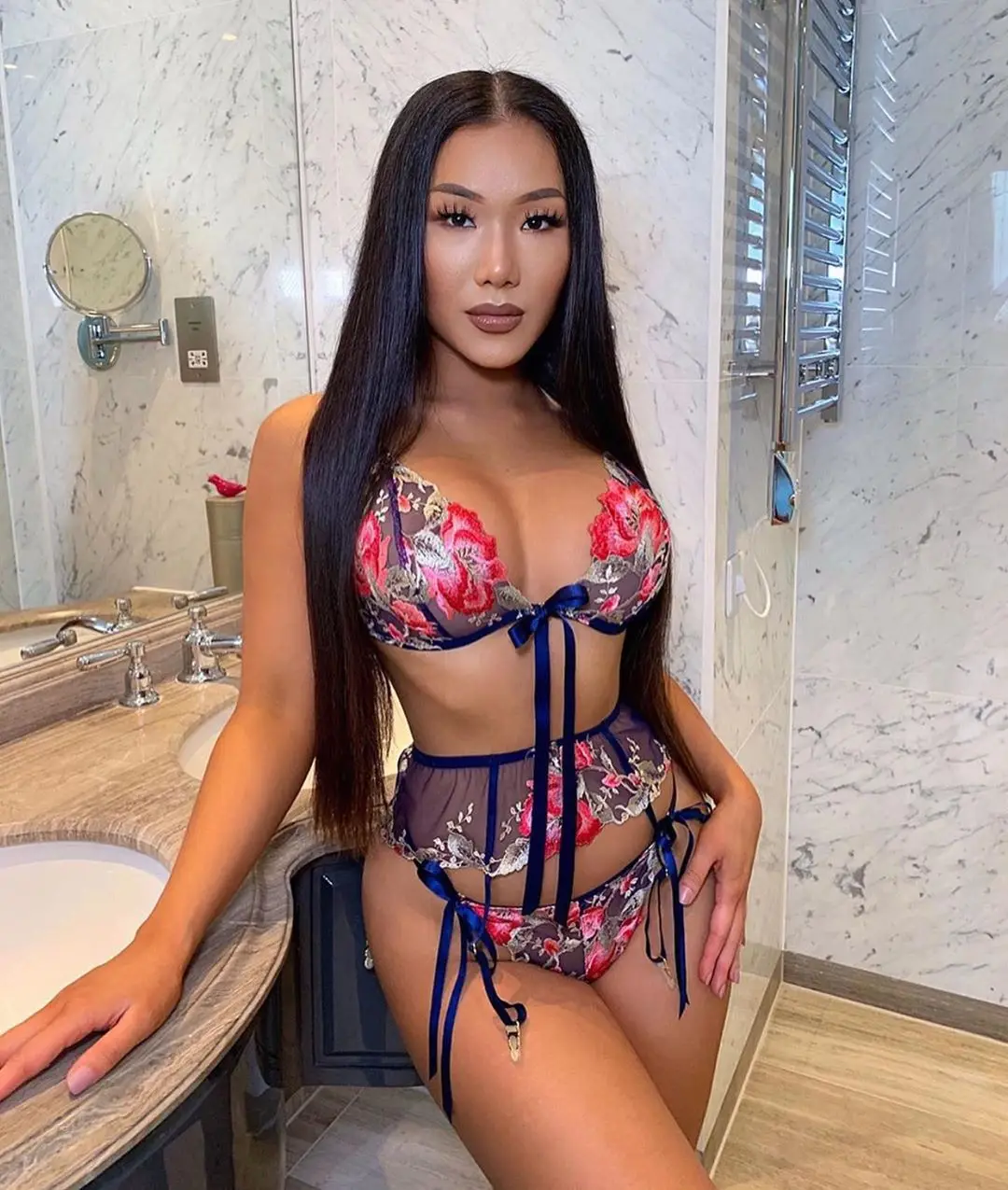 

Hot sale Floral Embroidery Sexy Women 3 Piece Lace Lingerie Sets, Customized color
