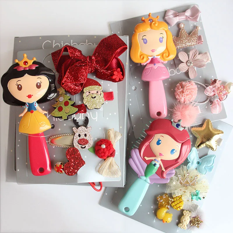 

12 styles Fashion Princess baby girl birthday party hair accessories kids hairband hair clips mini hair comb accessory gift set, As the picture or customized color accepted
