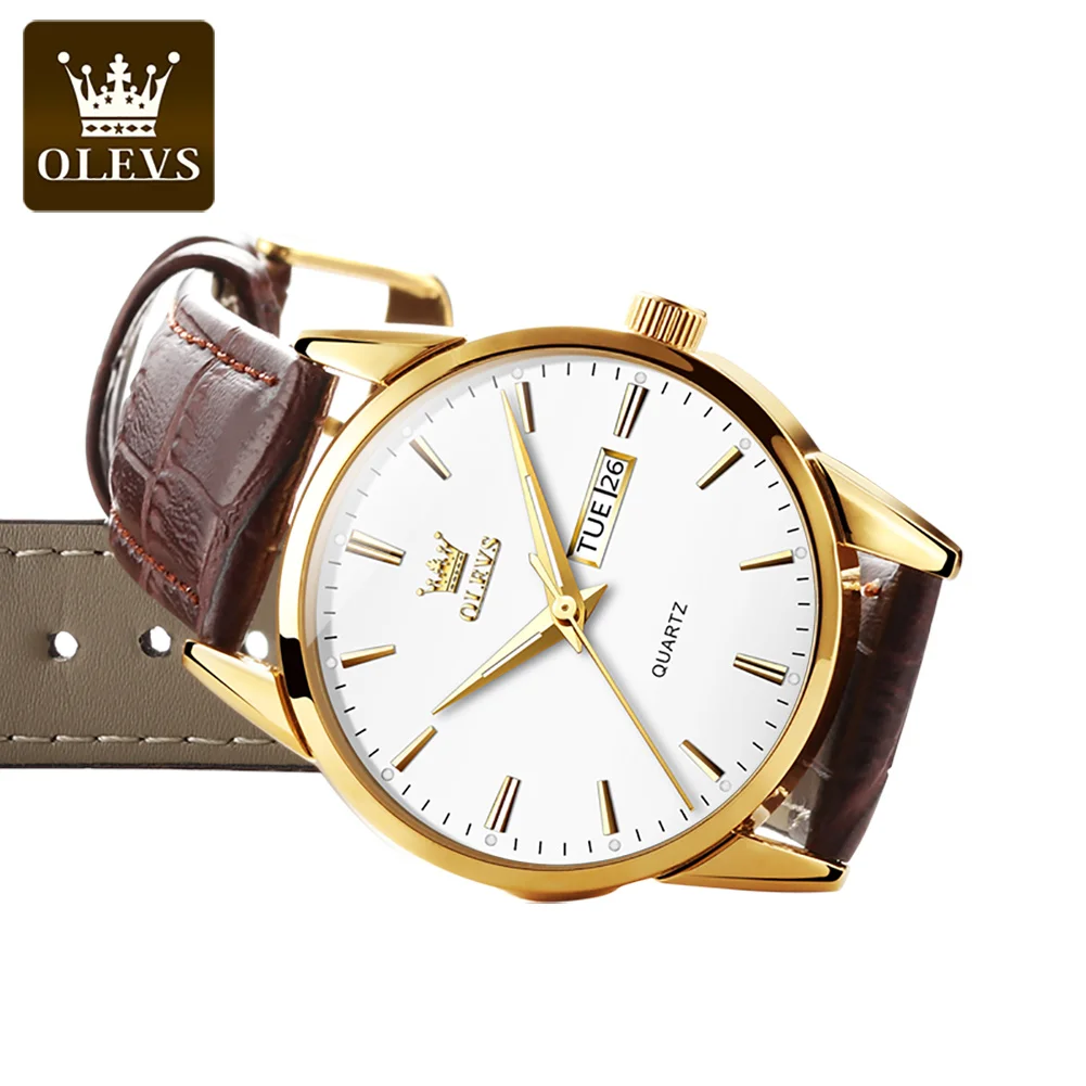 

OLEVS Men's Wrist Watches Simple Luxury Analog Quartz Calendar Date Gift Waterproof Luminous Quartz Men Watch, 5 colors