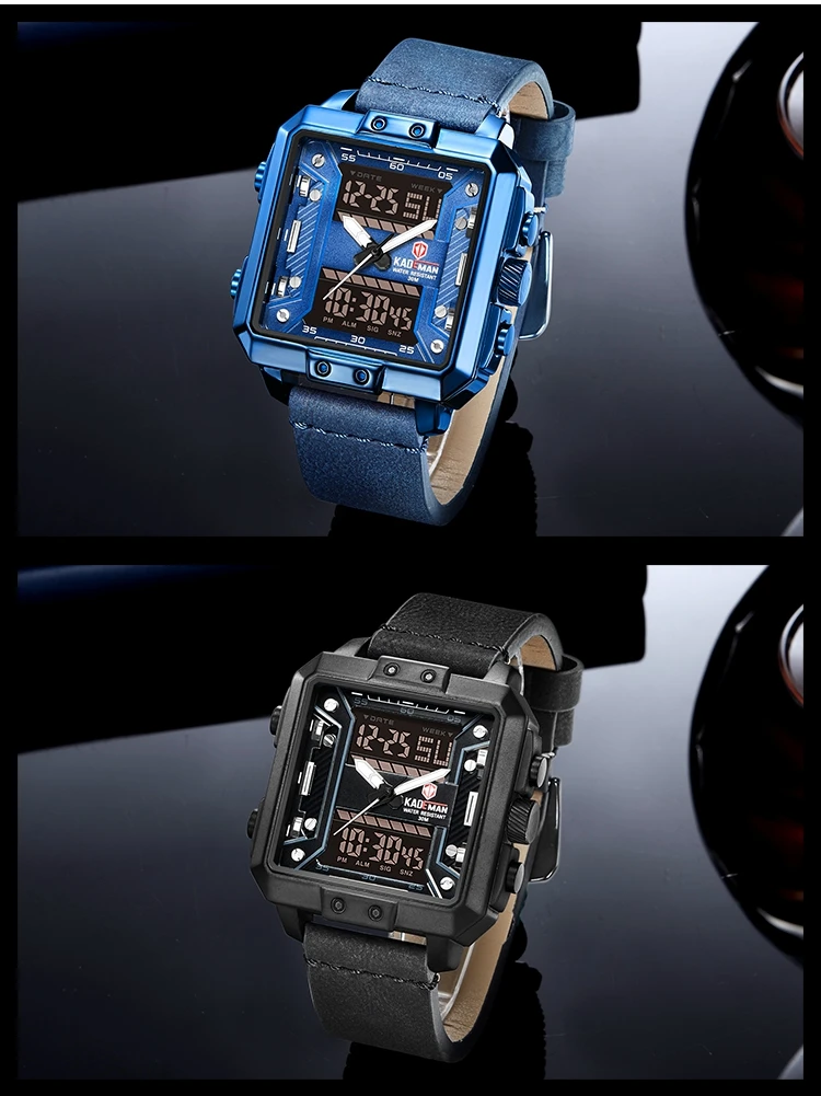 Kademan K6153 Expensive Double Display Watches For Men Fashion Leather