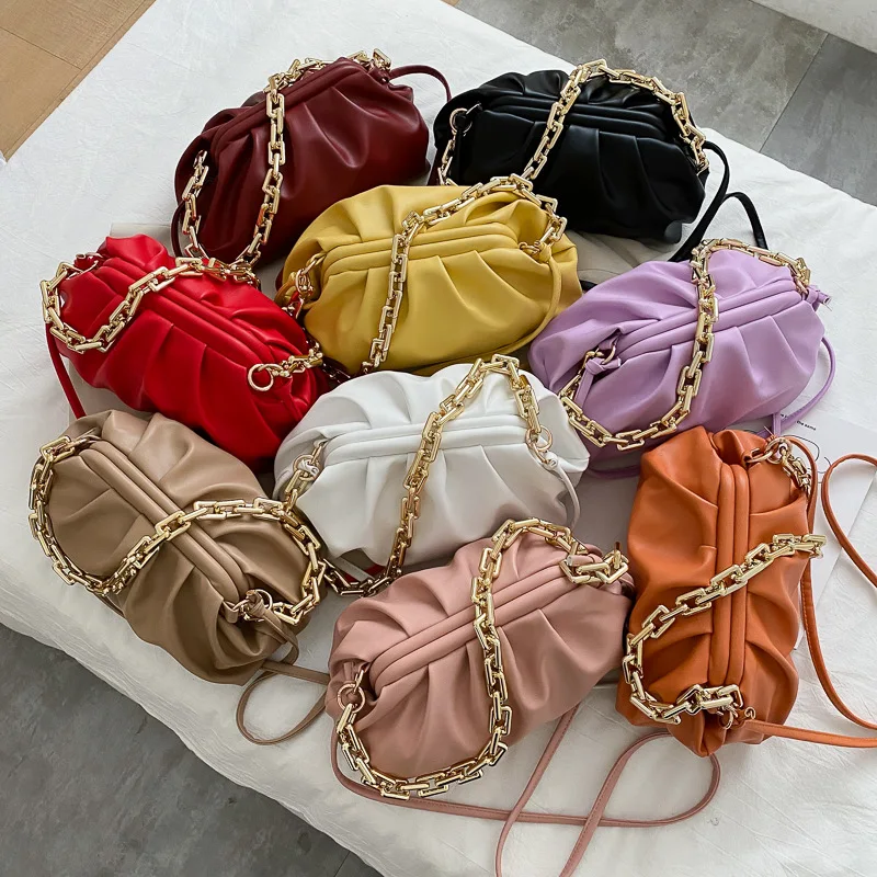 

2021 new fashion fold chain handbag Korean version of simple shoulder bag cloud bag ins dumpling bag