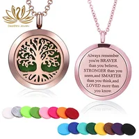 

Diffuser Necklace Stainless Steel Aromatherapy Essential Oil Locket Aroma Pendant Tree of Life Personalized Jewelry
